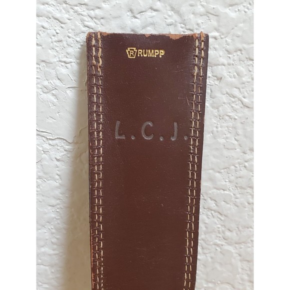 RUMPP Brown Leather Knife SHEATH RARE Vintage FLAWED NEEDS REPAIR 5" - Picture 3 of 8